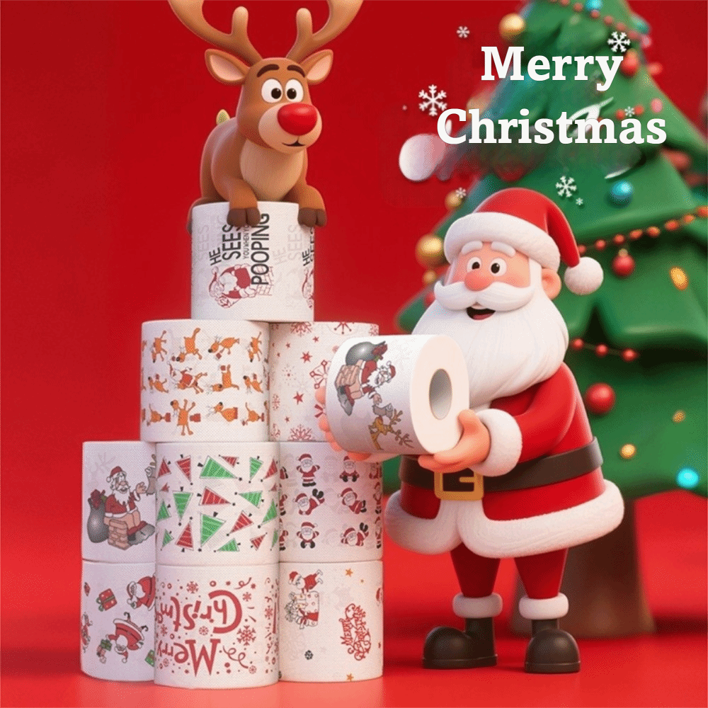 Pattern Tissue Paper - Santa Printed Christmas Toilet Roll Paper