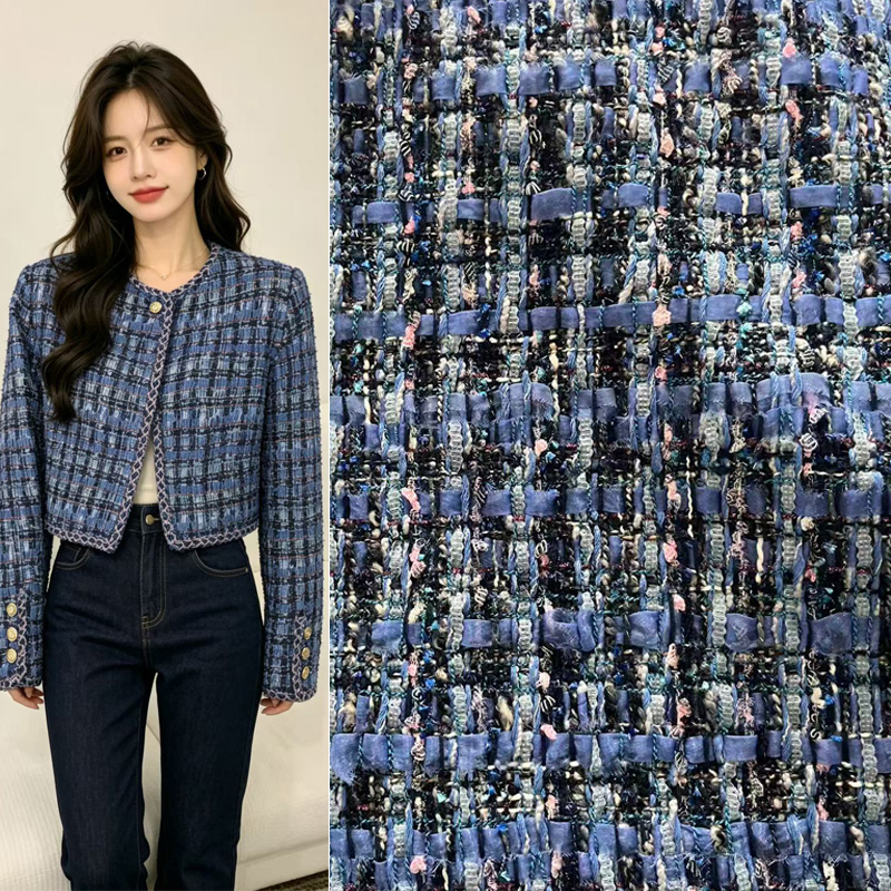 Blue Yarn-dyed Heavy Industry  - đánh giá và giá Sewing Tweed Fabric