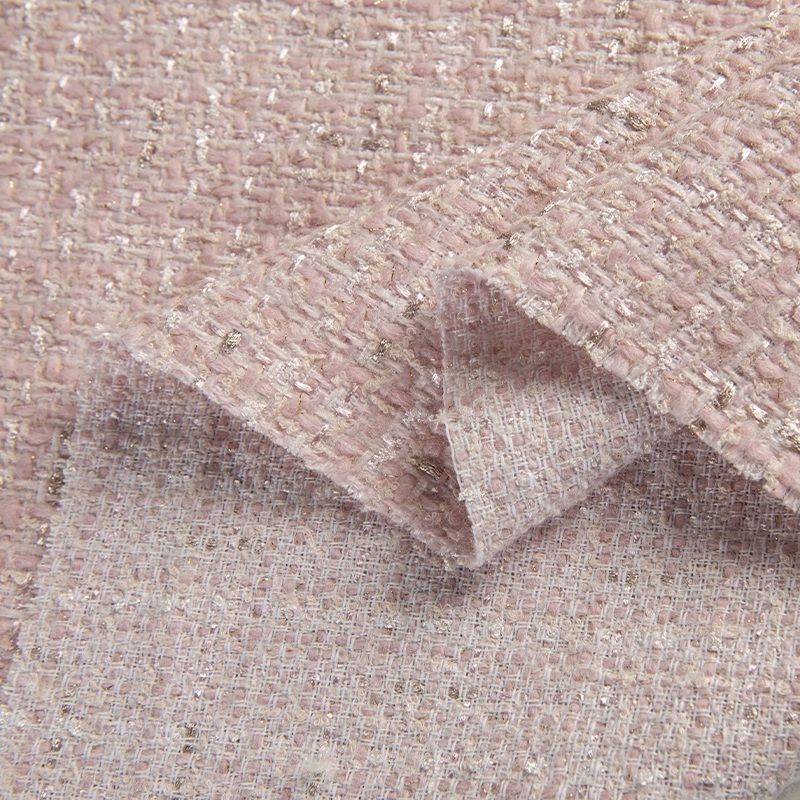 Beige Color and Gold Wire Yarn - đánh giá và giá Sewing Tweed Fabric