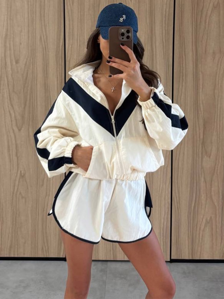 Contrast Shorts Two Piece Set  - đánh giá và giá Sewing Jackets